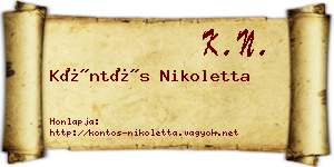 Köntös Nikoletta névjegykártya